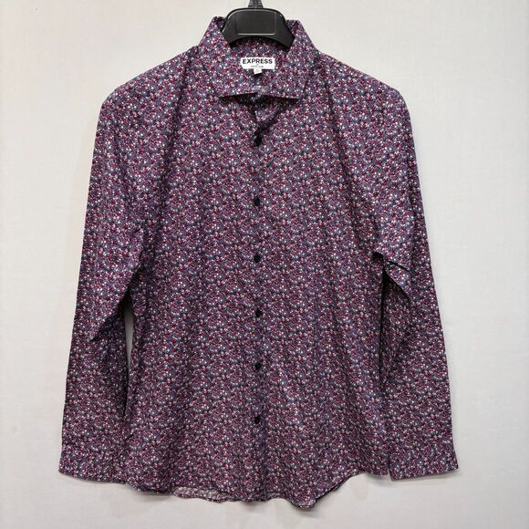 NWT Express Men Extra Slim Fit Button Shirt Top Size Large Floral C025 -10 - Picture 1 of 16